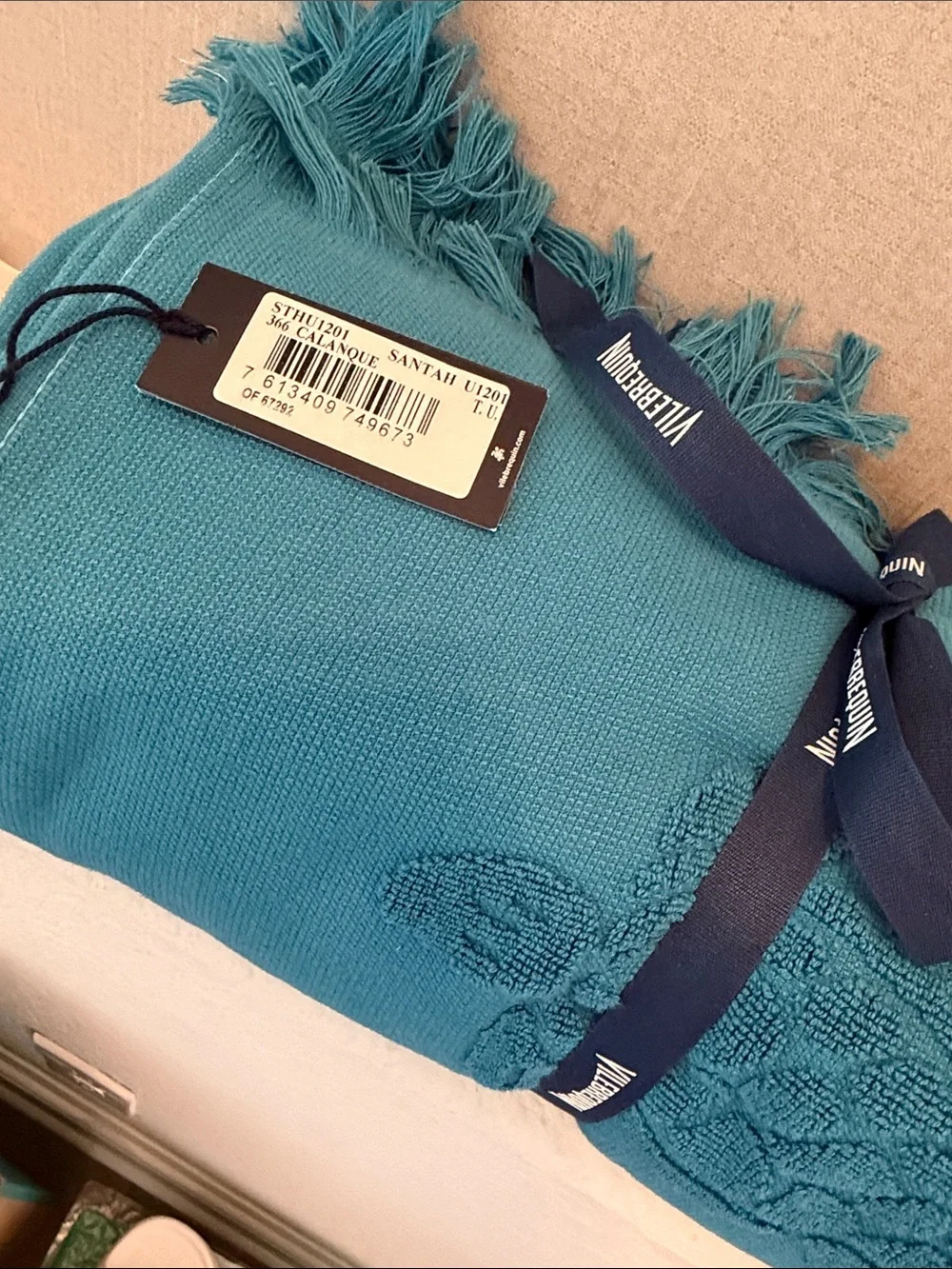 Vilebrequin Teal Blue Turtle Motif Beach Towel nwt